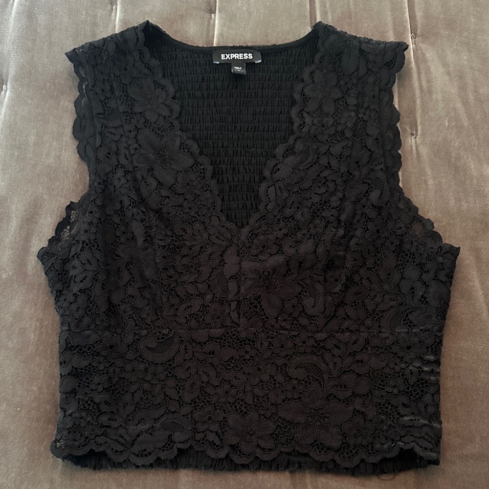 Express Women's Black Lace Tank Top